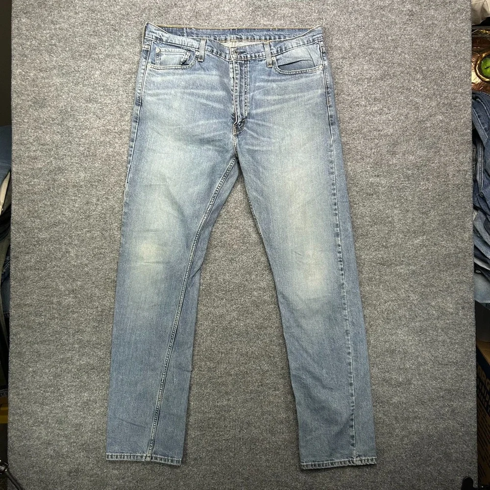 Levi's 513 Slim Jeans Mens 39X33 Blue Denim Zip Fly Straight Leg Classic - Flaws